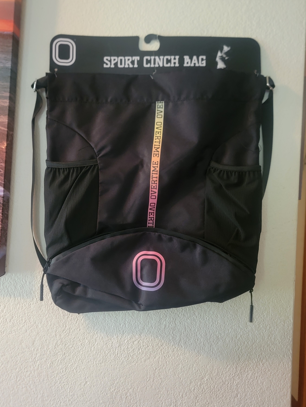 Sport Cinch Backpack - Black with Pink Accent